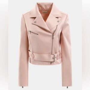 NWT Guess Light Pink belted Motorcycle Jacket size M